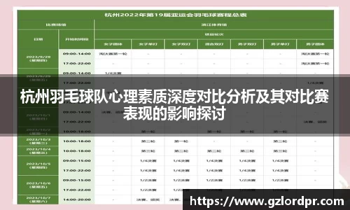 杭州羽毛球队心理素质深度对比分析及其对比赛表现的影响探讨